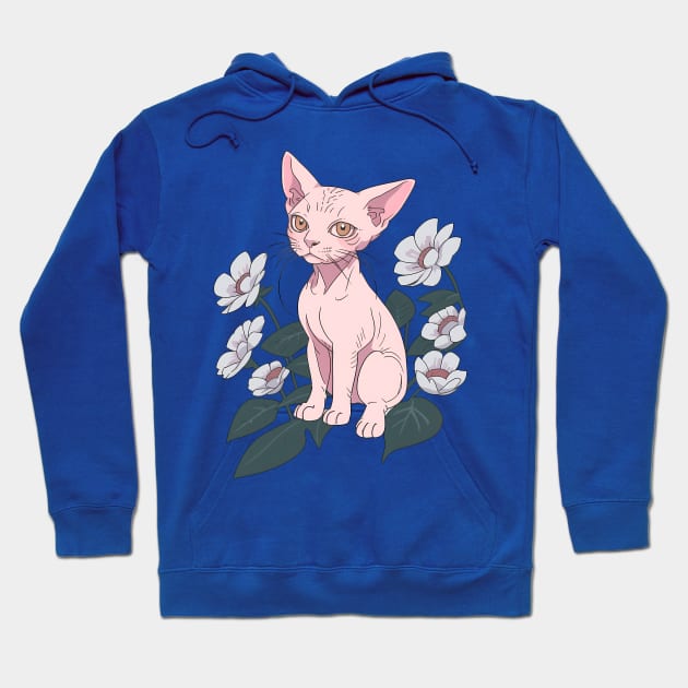 Floral Sphynx's Serenade Hoodie by VerdantCreature